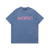 新作 バレンシアガ コピーおすすめ 水洗ファジィ旧破壊ロゴカジュアル半袖Tシャツ