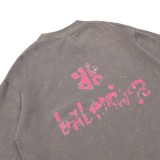 超奇跡の入荷☆ バレンシアガ 偽物通販水洗ファジィ旧破壊ロゴカジュアル半袖Tシャツ