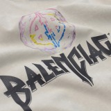 稀少 バレンシアガ 激安通販 水洗い星の落書きプリントグラデーションカジュアル丸首半袖Tシャツ