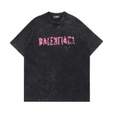 累積売上総額第１位！バレンシアガ コピー 水洗ファジィ旧破壊ロゴカジュアル半袖Tシャツ
