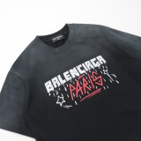 追跡付 バレンシアガ 激安偽物 レインプリントグラデーションカジュアル丸首半袖Tシャツ