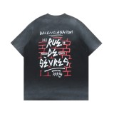 追跡付 バレンシアガ 激安偽物 レインプリントグラデーションカジュアル丸首半袖Tシャツ
