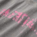 超奇跡の入荷☆ バレンシアガ 偽物通販水洗ファジィ旧破壊ロゴカジュアル半袖Tシャツ