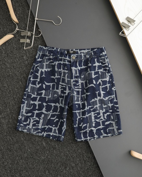日本未入荷 フェンディ 激安通販 ジャカードフルプリントパンツ5分パンツ