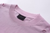 超話題! バレンシアガ コピー 2024 SS背中サンスクリット文字LOGO水洗磨耗破穴旧半袖Tシャツ