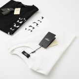 一目惚れ♪ フェンディ 偽物通販2024 SS夏の小さな目の大きなロゴラウンドネック半袖Tシャツ-2色