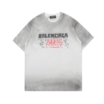 【話題商品！】バレンシアガ n級品 レインプリントグラデーションカジュアル丸首半袖Tシャツ