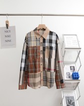 超話題! バーバリー コピーおすすめ スプライシングカラー長袖シャツ