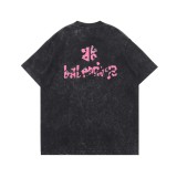 累積売上総額第１位！バレンシアガ コピー 水洗ファジィ旧破壊ロゴカジュアル半袖Tシャツ