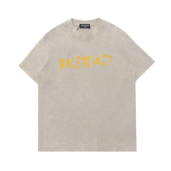 使い勝手良し バレンシアガ 激安通販 水洗ファジィ旧破壊ロゴカジュアル半袖Tシャツ
