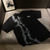 一目惚れ♪ バレンシアガ スーパーコピー の梵字破砕感アルファベットプリント重工破洞半袖Tシャツ
