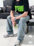 ★超人気 フェンディ コピー アルファベットロゴ蛍光緑プリントラウンドネック半袖Tシャツ