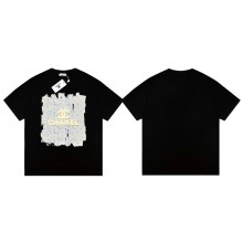 一目惚れ♪ シャネル 偽物通販 大落書き立体ロゴプリントカップルカジュアル半袖Tシャツ