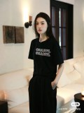 【限定】シャネル 偽物通販 プリントロゴラウンドネック半袖Tシャツ2色