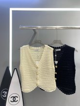 高品質 シャネル 激安通販 カスタムダブルCバックルレースニットベスト2色