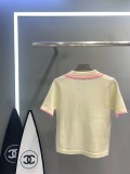 稀少 シャネル n級品 ロゴポケットダブルC刺繍V字開襟ニット半袖2色