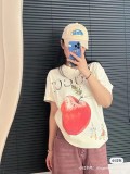 【話題商品！】グッチ n級品 夏のピーターラビット黒鉛プリントキノコ雲カップルの丸首半袖Tシャツ