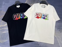 稀少 グッチ 激安通販 2024春夏新作アルファベットプリントラウンドネック半袖Tシャツ2色