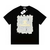 一目惚れ♪ シャネル 偽物通販 大落書き立体ロゴプリントカップルカジュアル半袖Tシャツ