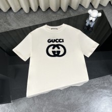 追跡付 グッチ 激安偽物 定番タオルアルファベット刺繍半袖Tシャツ