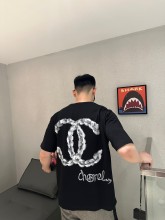 使い勝手良し シャネル 激安偽物 手書き落書きアルファベット半袖