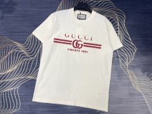 大人気 グッチ スーパーコピー 2024春夏新作プリントロゴラウンドネック半袖Tシャツ