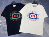 ★超人気 グッチ コピー 2024春夏新作プリントロゴラウンドネック半袖Tシャツ2色