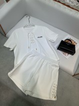 使い勝手良し セリーヌ コピー 24 SS春夏新作ねじ襟半袖トップスショートパンツセット2色