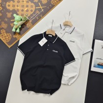 入手困難 セリーヌ 激安偽物 24 ss夏の新作定番ベーシック刺繍開襟ポロシャツ半袖Tシャツ2色