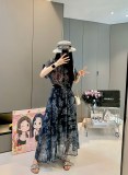 【限定】ディオール 激安通販 デジタルプリントクラシックジャングル模様大振りウエストワンピース