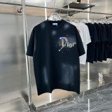 一目惚れ♪ ディオール 激安通販2024 ss新作手描きインクかけカップルカジュアル半袖Tシャツ