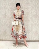 超奇跡の入荷☆ ディオール スーパーコピー ウゼール彩色百花斉放プリントシャツ風ワンピース