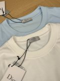 ★超人気 ディオール 激安偽物 夏カラーアルファベット刺繍スモールロゴカップル半袖Tシャツ