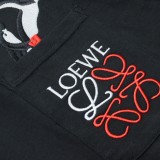 新作 ロエベ 激安偽物 ペンギン刺繍カジュアルラウンドネック半袖Tシャツ