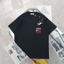 新作 ロエベ 激安偽物 ペンギン刺繍カジュアルラウンドネック半袖Tシャツ