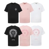 累積売上総額第１位！ クロムハーツ  n級品 重工業十字架刺繍サンスクリット馬蹄手綴じ半袖Tシャツ
