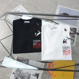 新作 ロエベ 激安偽物 ペンギン刺繍カジュアルラウンドネック半袖Tシャツ