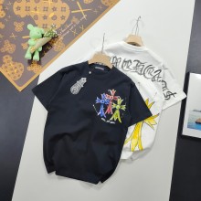 超話題! クロムハーツ 偽物通販 夏の新作クロス刺繍カジュアル丸首半袖Tシャツ2色
