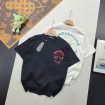 入手困難 クロムハーツ  コピーおすすめ 夏の新作クロス刺繍カジュアル丸首半袖Tシャツ2色