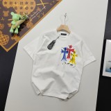 超話題! クロムハーツ 偽物通販 夏の新作クロス刺繍カジュアル丸首半袖Tシャツ2色