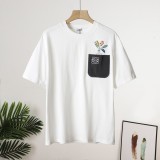 使い勝手良し ロエベ 偽物通販 マンデラ草刺繍ポケットパッチワークロゴ刺繍Tシャツ2色