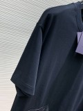 【限定】プラダ 激安偽物 2024 ss最新レザーロゴ発泡丸首半袖Tシャツ
