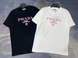 追跡付 プラダ 偽物通販 ゴールドロゴ丸首半袖Tシャツ2色