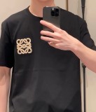 使い勝手良し ロエベ コピー 2024夏の新作タオル刺繍ロゴ刺繍オールインワンネック半袖Tシャツ