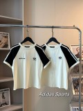 稀少 アディダス n級品 古着トリコロール刺繍ロゴショートTシャツ