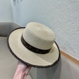 日本未入荷 ルイヴィトン 偽物通販 2024新作レザーサイド編みフラットトップ麦わら帽子