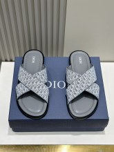 高品質 ディオール 激安偽物 男性用本革スリッパ