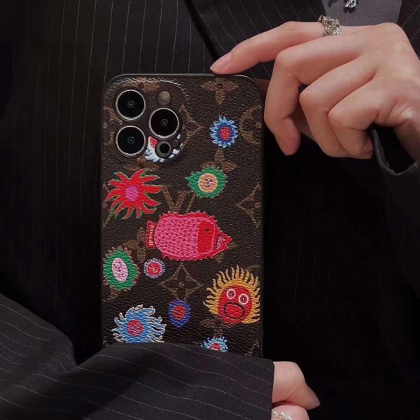 高品質 ルイヴィトン 激安通販 Lv草間弥生シリーズ精孔全包携帯ケースLvエンボス携帯ケース
