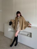 入手困難 セリーヌ 激安通販 開襟カーキのマント風トレンチコート