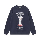 【話題商品！】ディオール n級品 アニマル柄ジャカードラウンドネックカジュアル長袖セーターネイビー